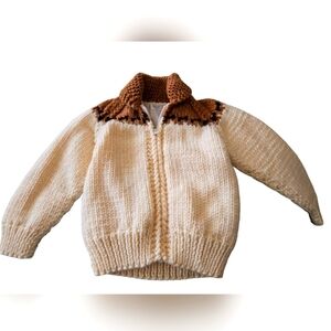 Vintage Handmade Cozy Cream and Brown Kids Jacket Size 2t